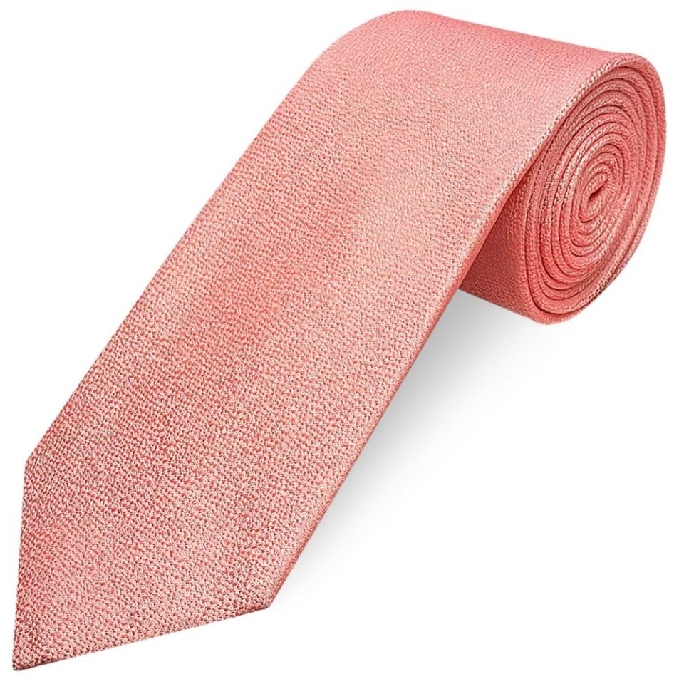 Plain Pink Textured Silk Classic Men's Tie