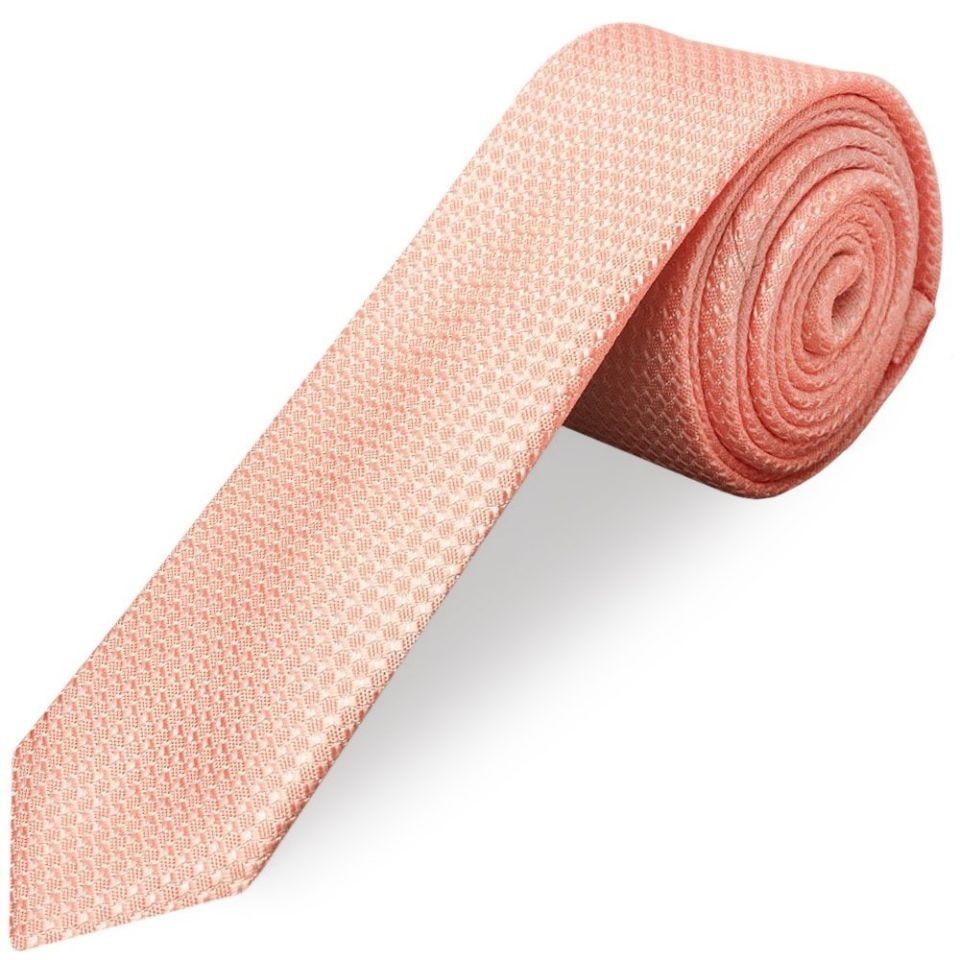 Peach Textured Skinny Tie