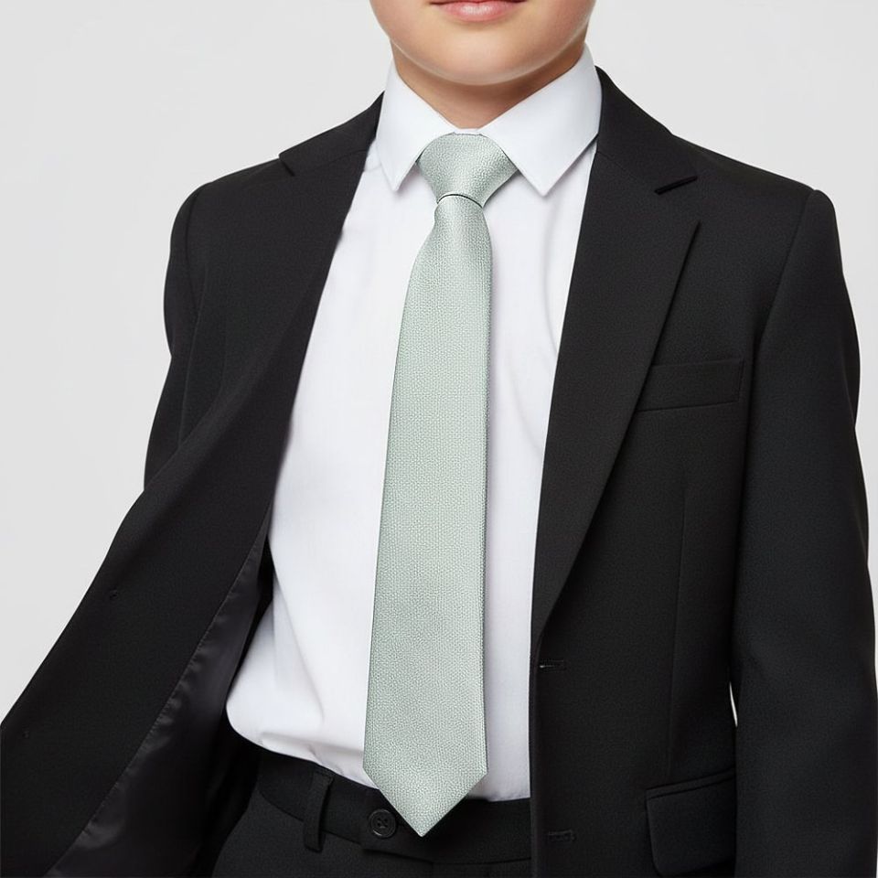 Plain Duck Egg Silk Skinny Boys Tie