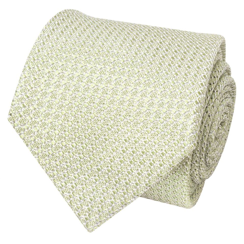 Plain Green Grenadine Silk Classic Men's Tie and Pocket Square Set