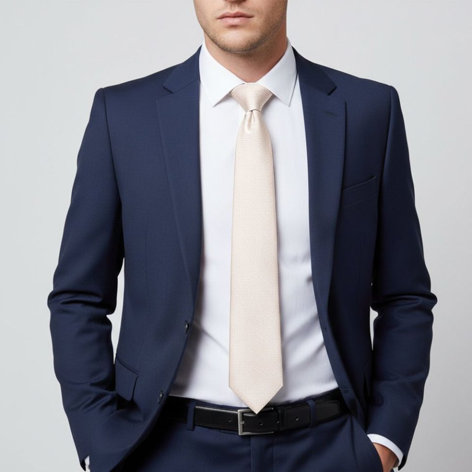 Plain Blush Textured Silk Classic Men's Tie
