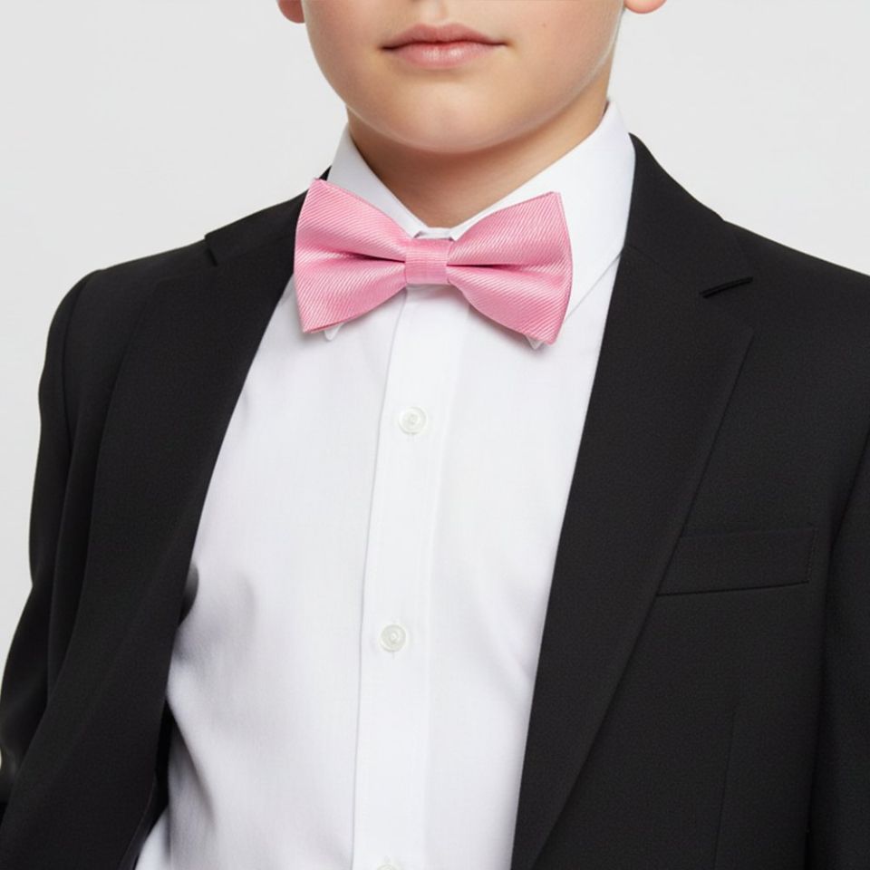 Pre Tied Blush Pink Twill Silk Boys Bow Tie Age 8-11