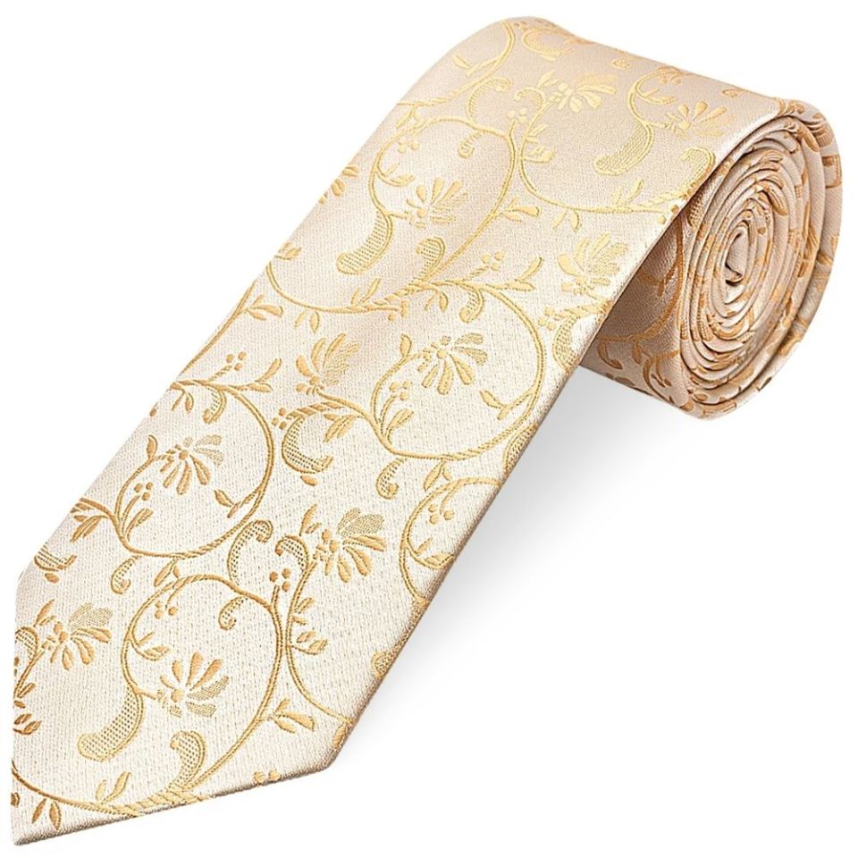 Caramel Floral Classic Men's Tie and Pocket Square Set