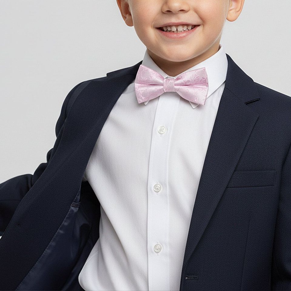 Pre Tied Light Dusty Pink Floral Boys Bow Tie Age 4-7