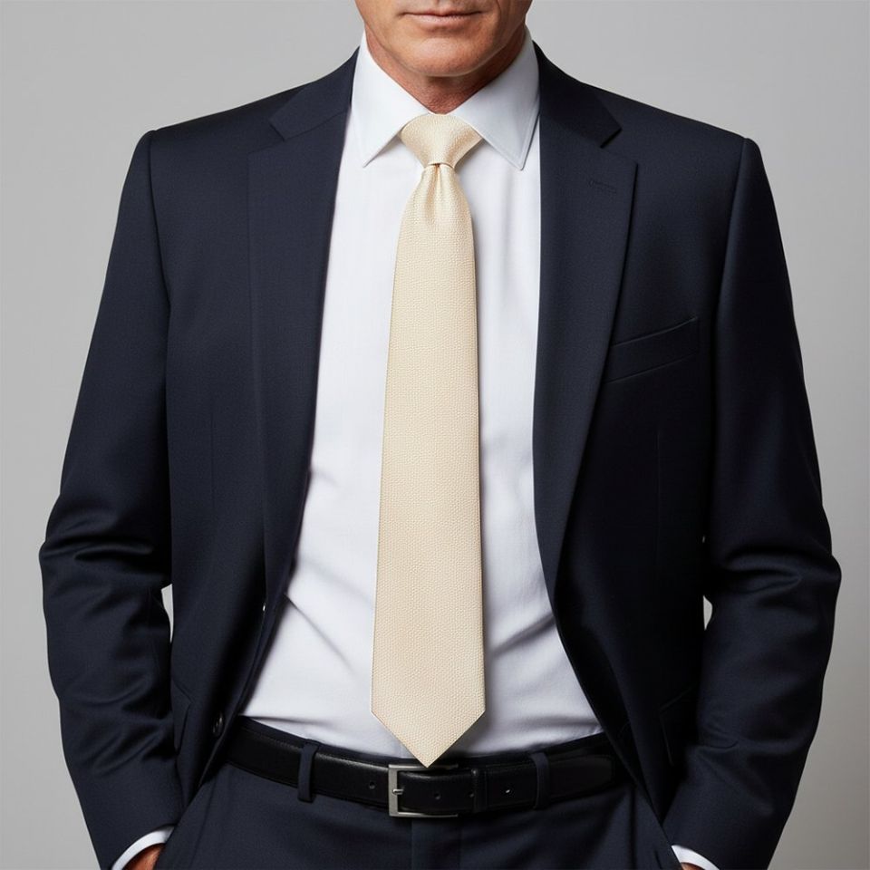 Plain Champagne Silk Classic Men's Tie