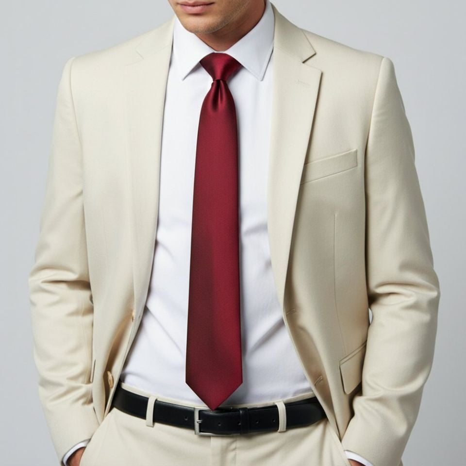 Plain Maroon Satin Classic Men's Tie