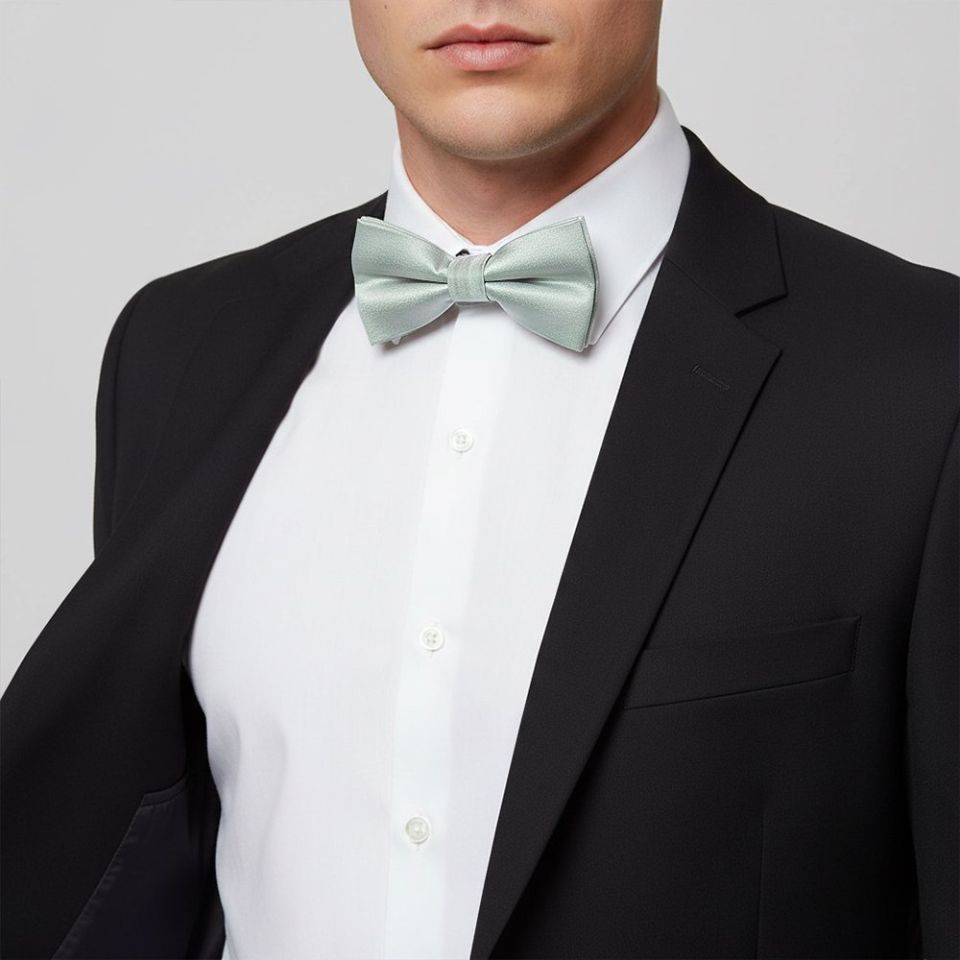 Mens Plain Duck Egg Silk Bow Tie