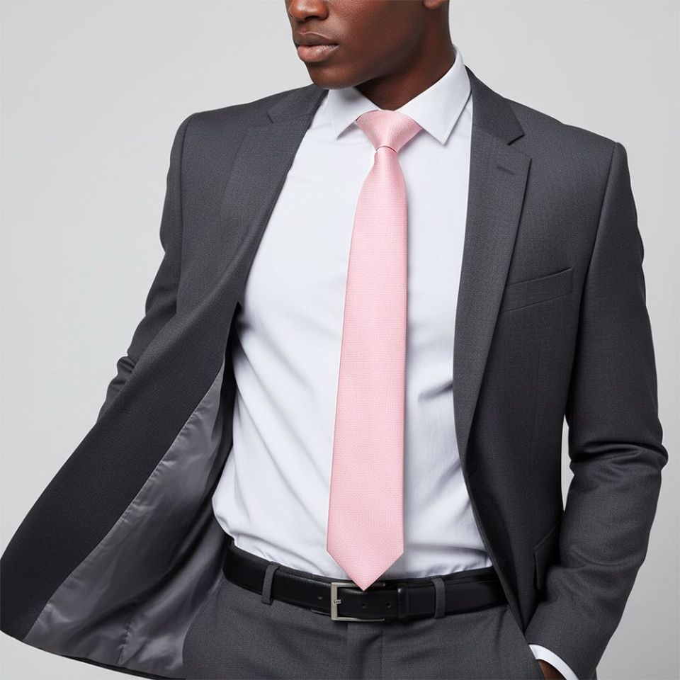 Plain Blush Pink Silk Classic Men's Tie