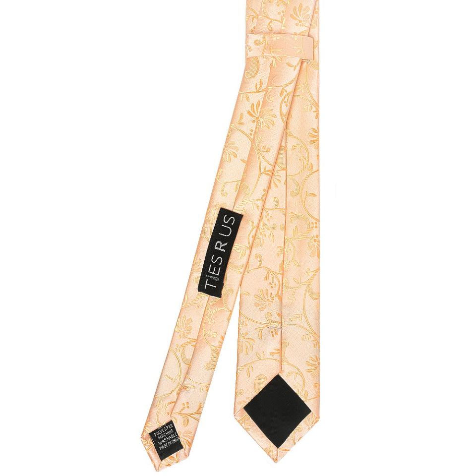 Peach Floral Skinny Boys Tie