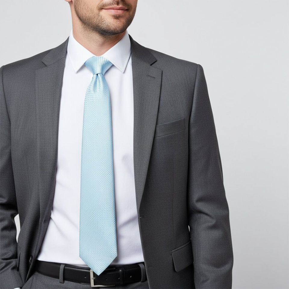 Sky Blue Textured Classic Tie