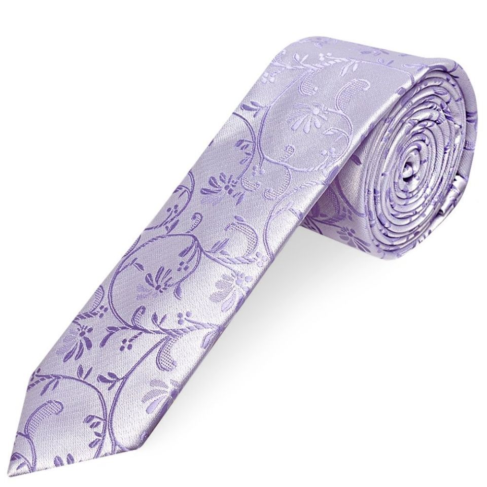 Lavender Floral Skinny Men's Tie