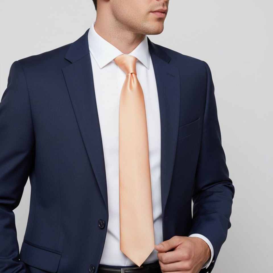 Plain Light Peach Satin Classic Men's Tie