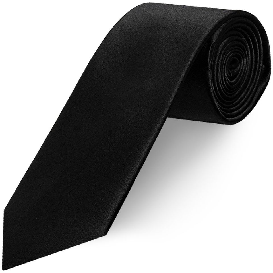 Plain Black Satin Classic Men's Tie