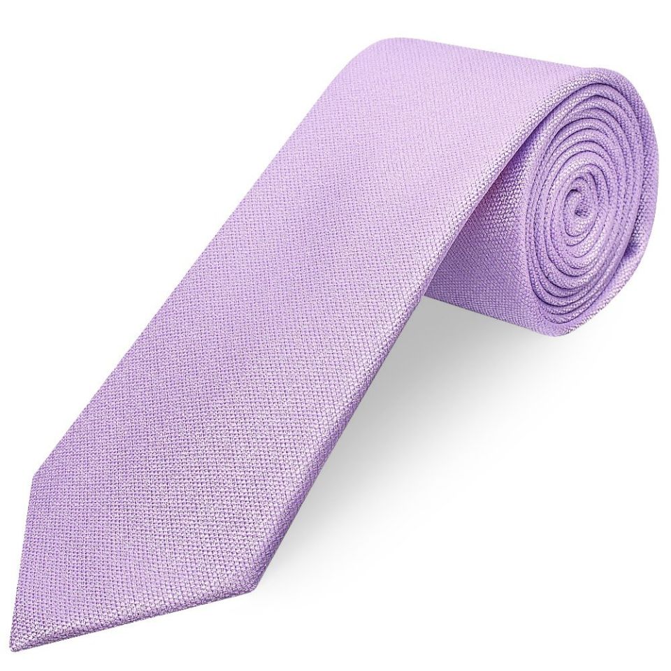 Classic Lilac Mens Tie with Pocket Square and Lapel Pin Set