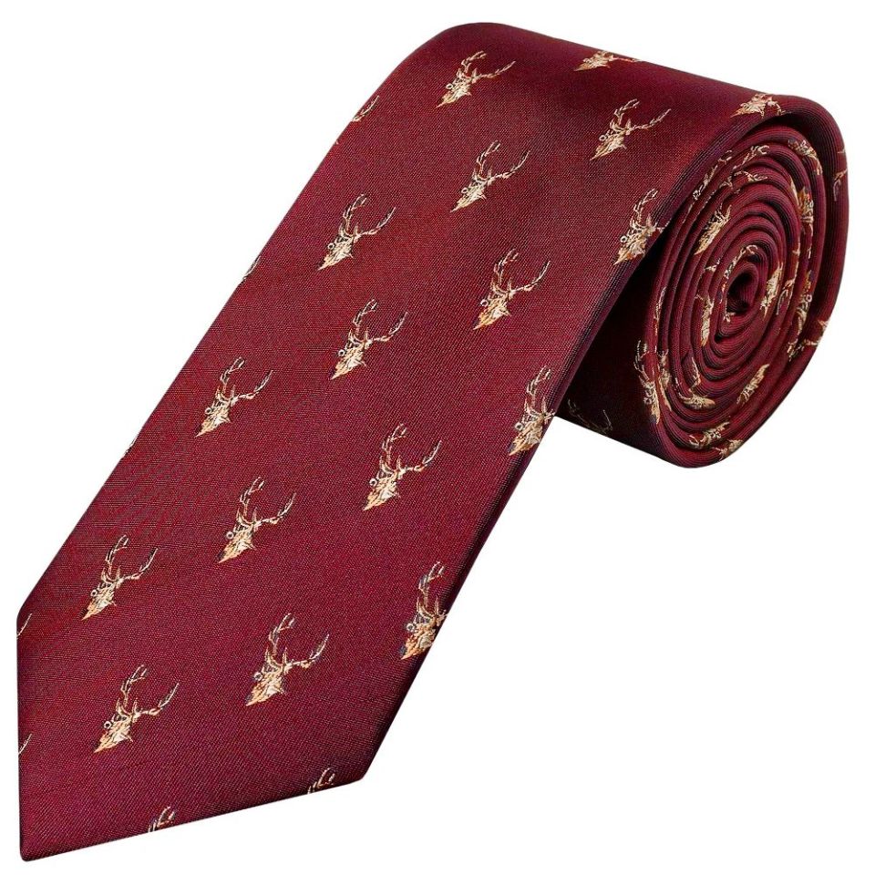 Burgundy Deer Head Classic Men's Tie