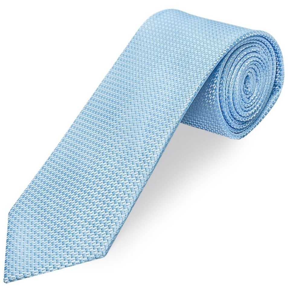 Dusty Blue Textured Classic Tie and Pocket Square Set