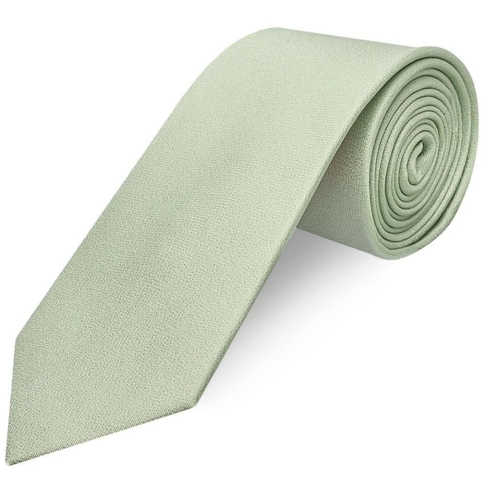 Plain Light Sage Green Silk Classic Men's Tie and Pocket Square Set