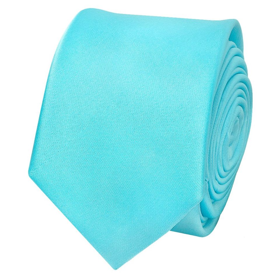 Tiffany Blue Satin Skinny Men's Tie and Pocket Square Set