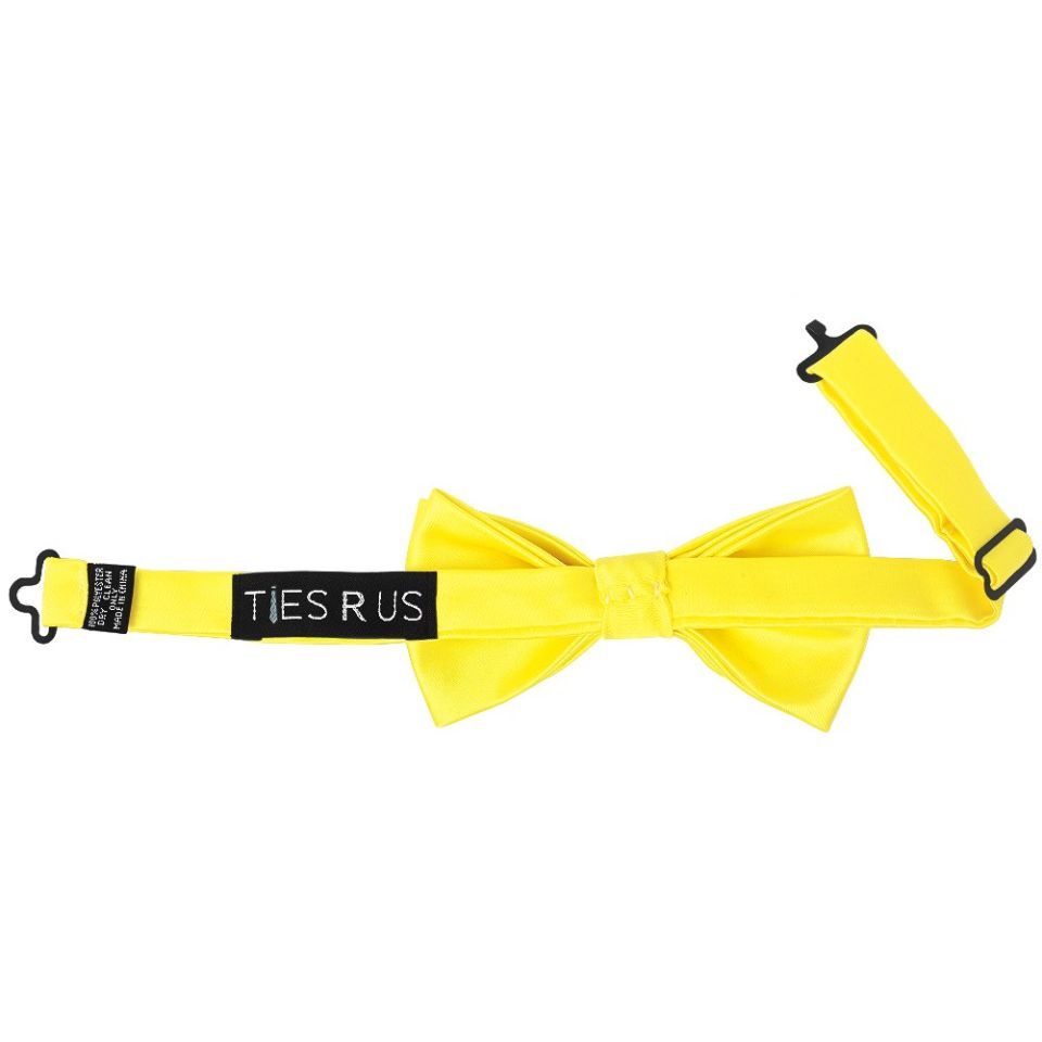 Pre Tied Sunshine Yellow Satin Boys Bow Tie Age 4-7