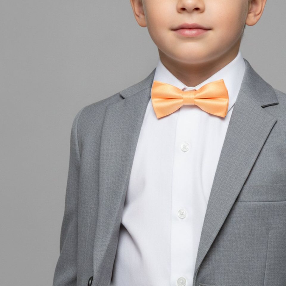 Pre Tied Peach Satin Boys Bow Tie Age 4-7