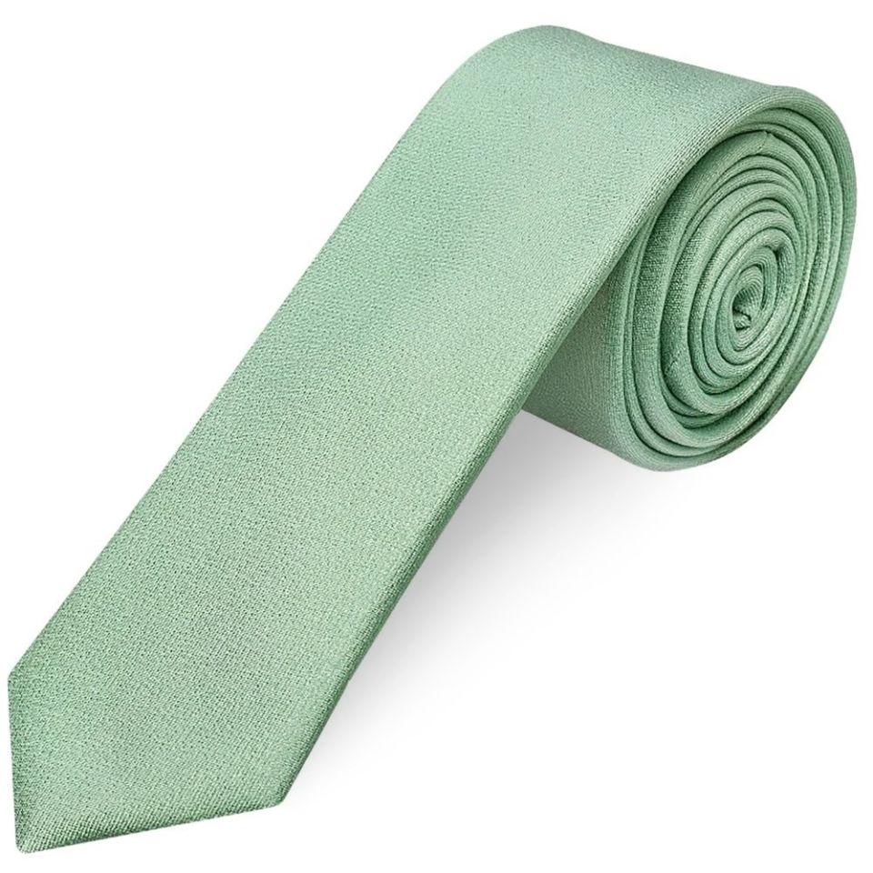 Plain Sea Grass Silk Skinny Boys Tie and Pocket Square Set