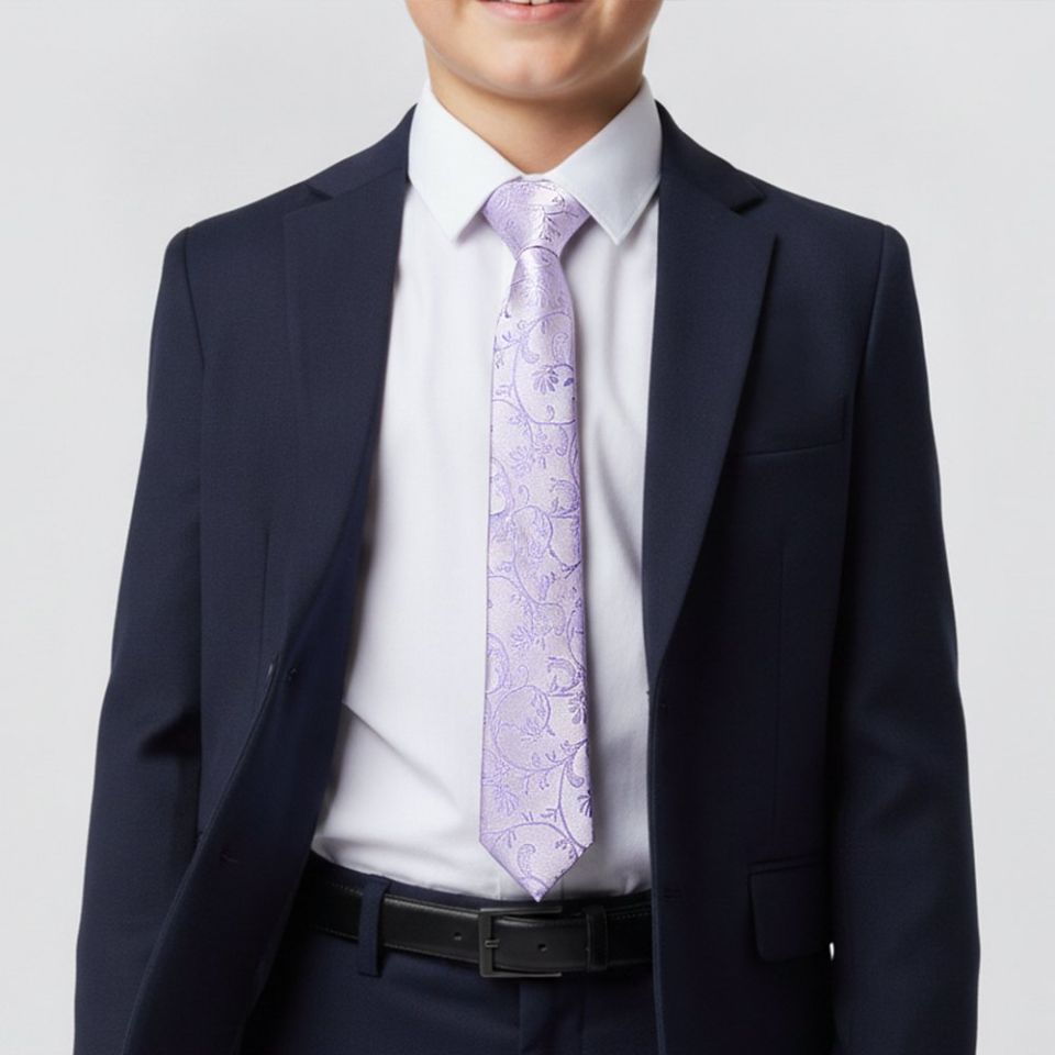 Lavender Floral Skinny Boys Tie