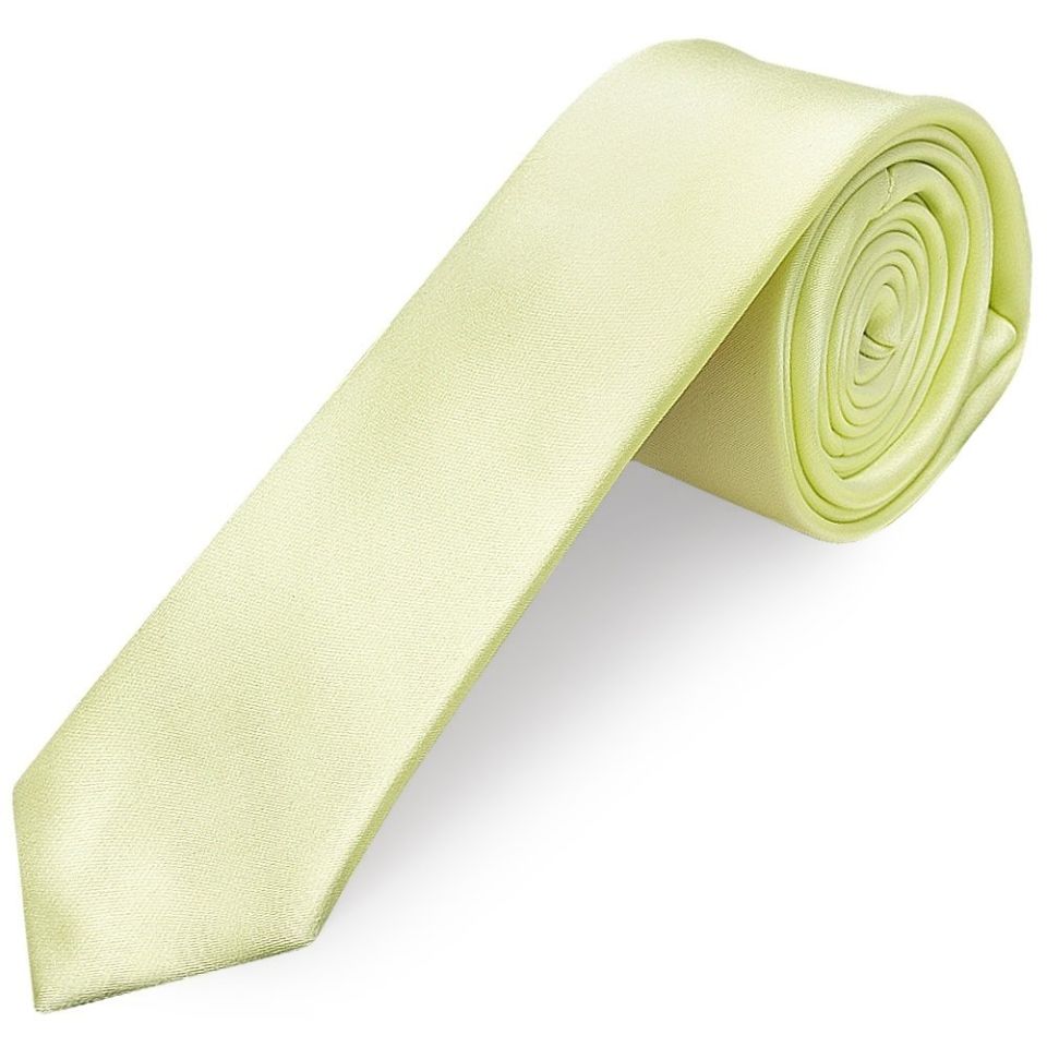Plain Willow Green Boys Satin Skinny Tie and Pocket Square Set