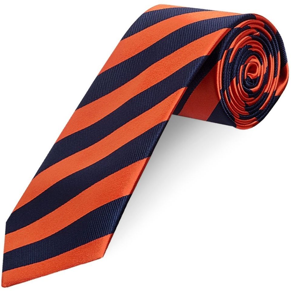 Navy and Orange Striped Classic Men's Tie