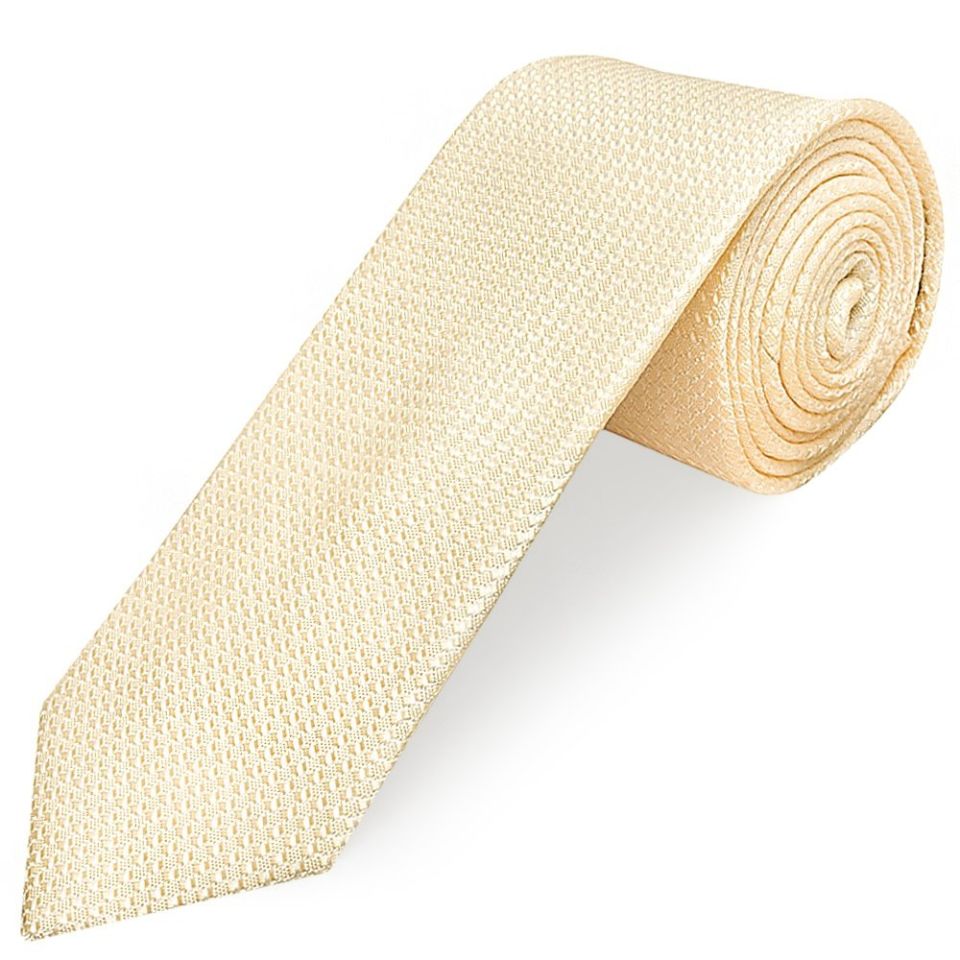 Ivory Textured Classic Tie and Pocket Square Set