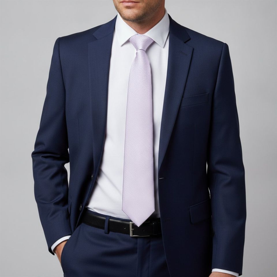 Plain Lilac Textured Silk Classic Men's Tie