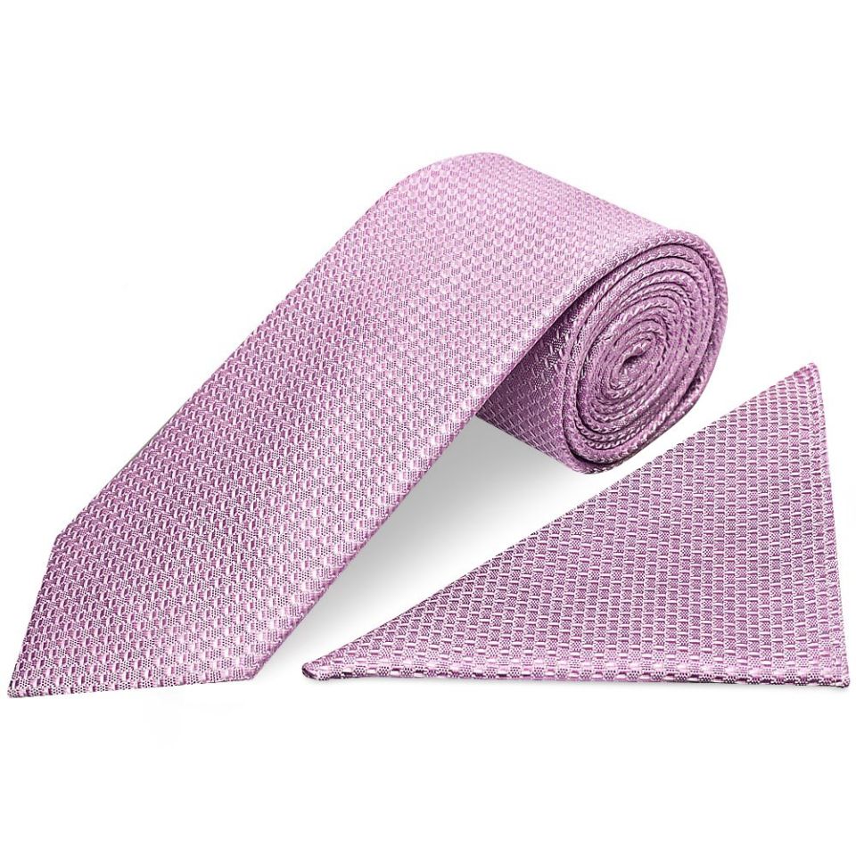 Lavender Textured Classic Tie and Pocket Square Set