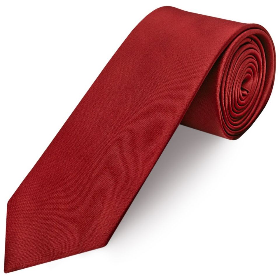 Plain Red Wine Satin Classic Men's Tie