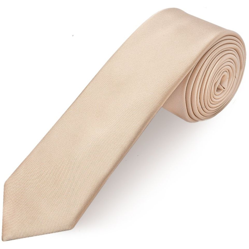 Plain Nude Satin Skinny Mens Tie