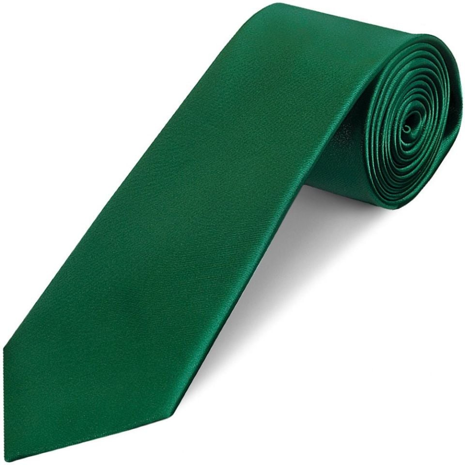 Plain Forest Green Satin Classic Men's Tie