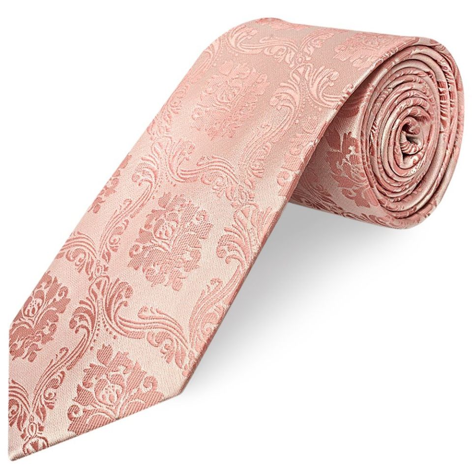 Rose Gold Paisley Classic Men's Tie and Pocket Square Set