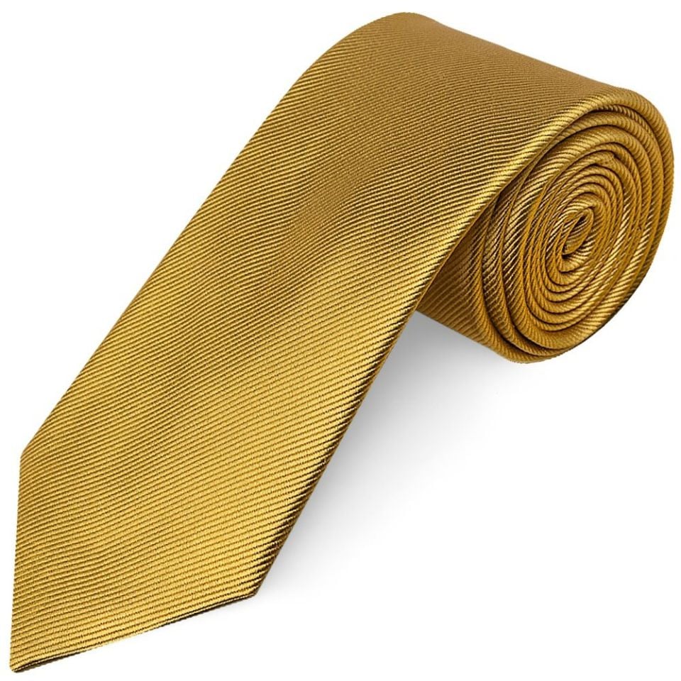 Mustard Yellow Silk Twill Classic Mens Tie and Pocket Square Set