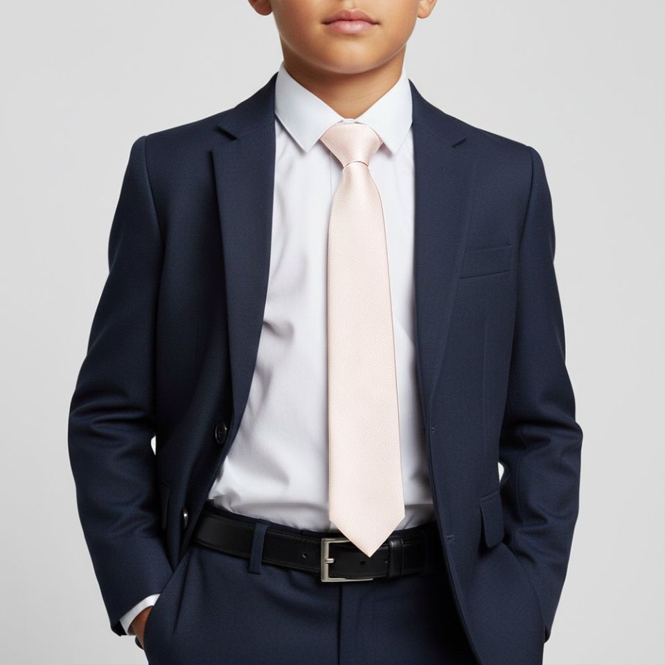 Plain Blush Silk Skinny Boys Tie
