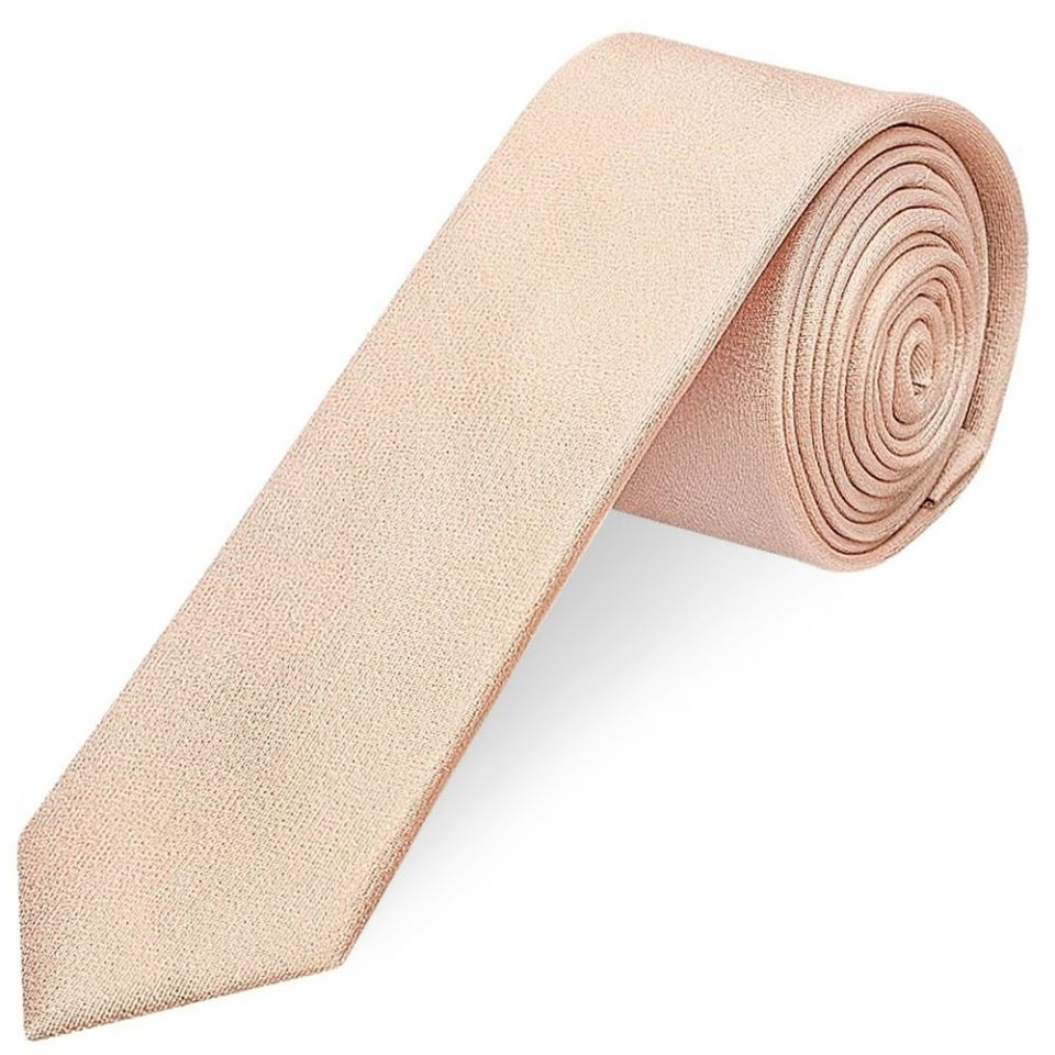 Plain Nude Silk Skinny Boys Tie
