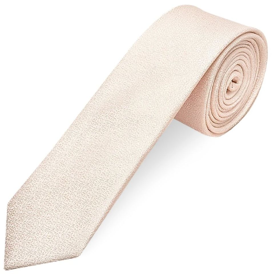 Blush Self Floral Textured Silk Skinny Men's Tie