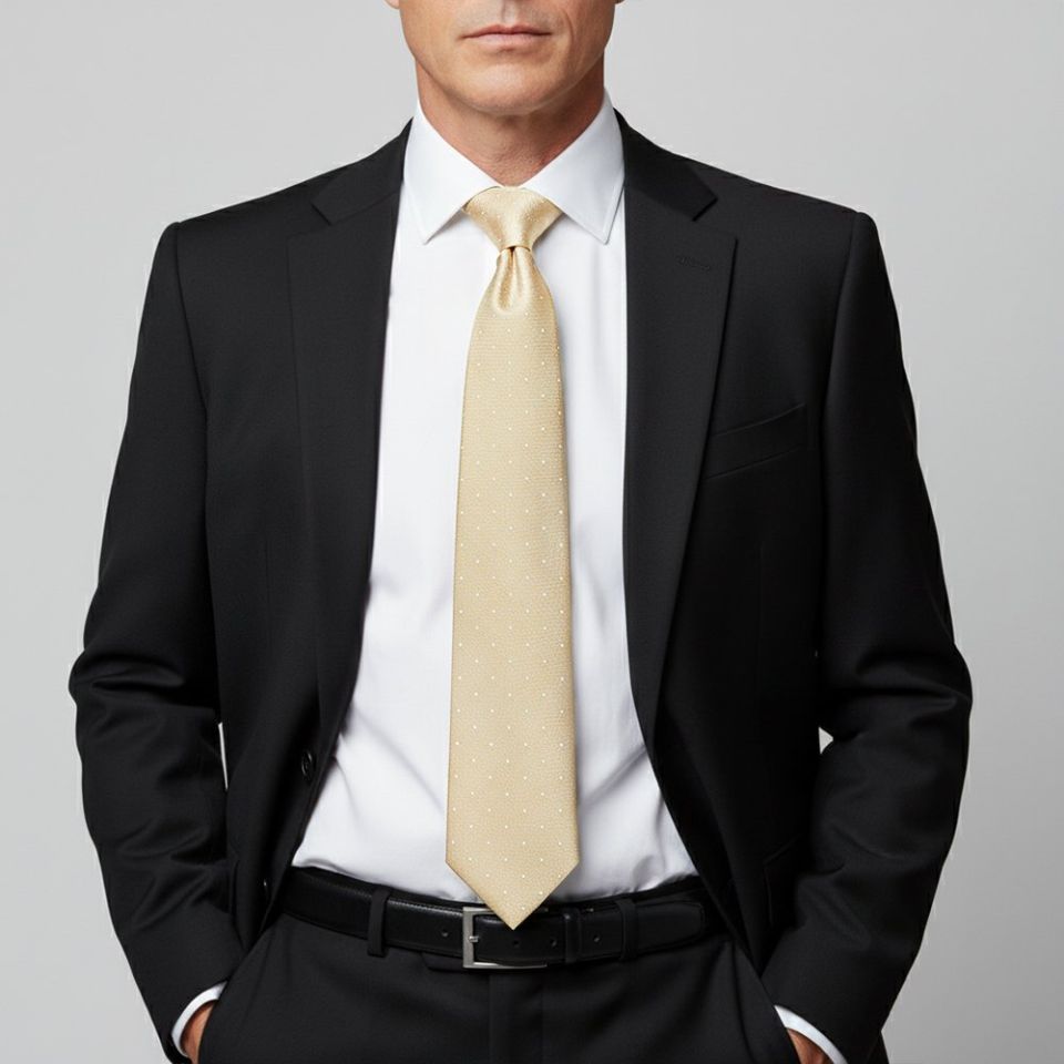 Champagne with White Spot Silk Classic Tie