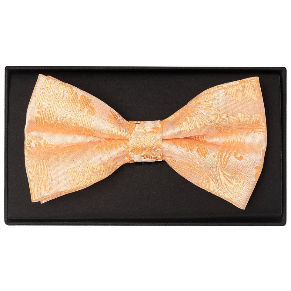 Peach Paisley Handmade Mens Bow Tie