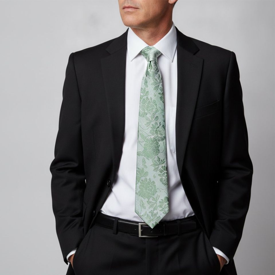 Green Flower Classic Men's Tie