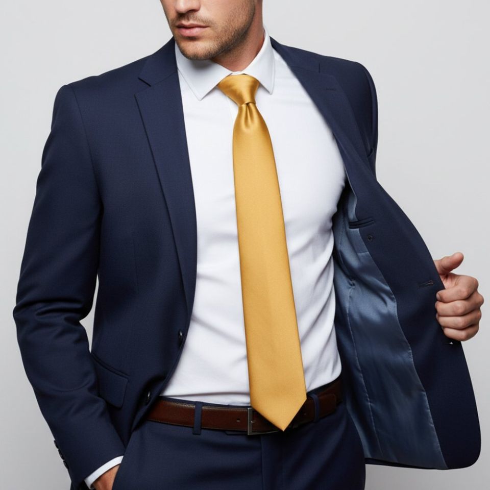 Plain Caramel Satin Classic Men's Tie