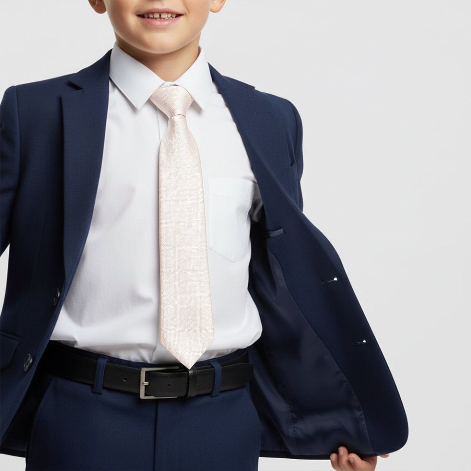 Pre Tied Blush Textured Silk Boys Tie Age 4-7