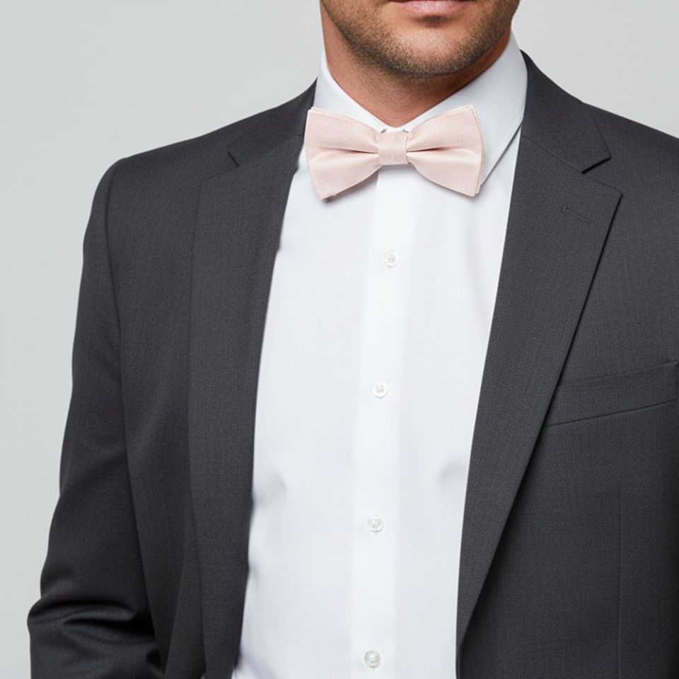 Blush Pink Textured Silk Men's Bow Tie