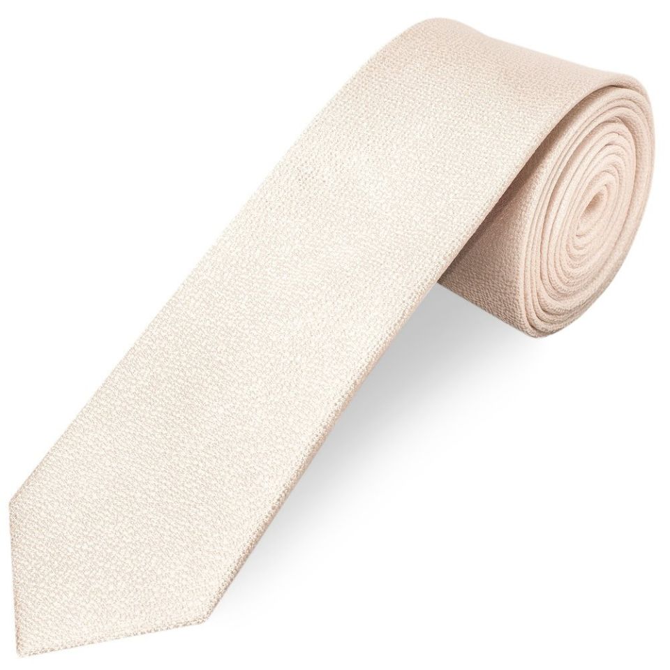 Plain Blush Textured Silk Skinny Boys Tie and Pocket Square Set