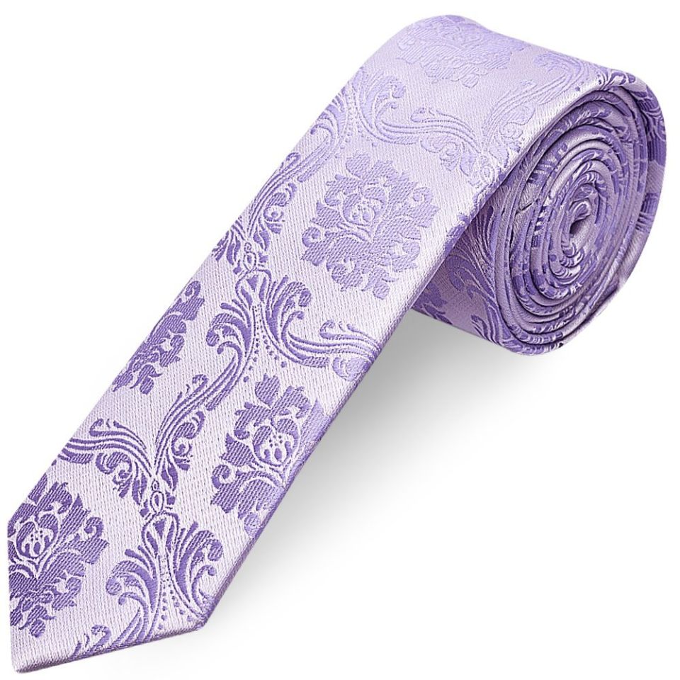 Lilac Paisley Skinny Boys Tie and Pocket Square Set