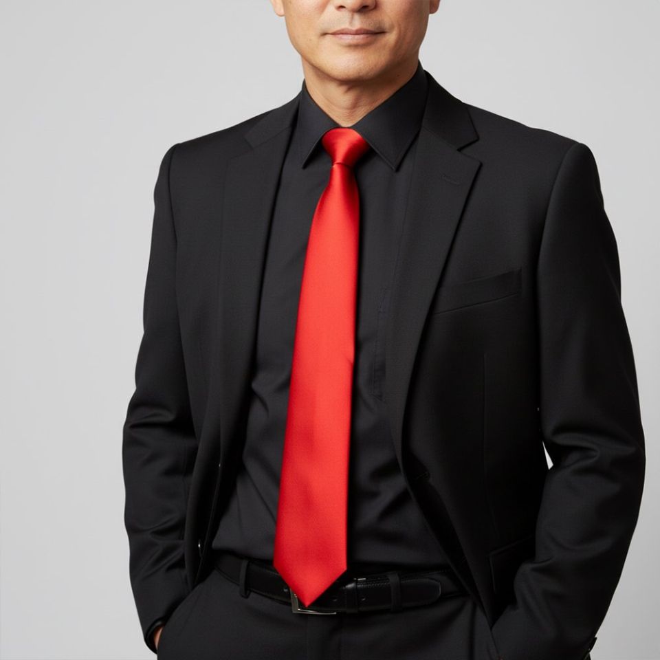 Plain Bright Red Satin Classic Men's Tie