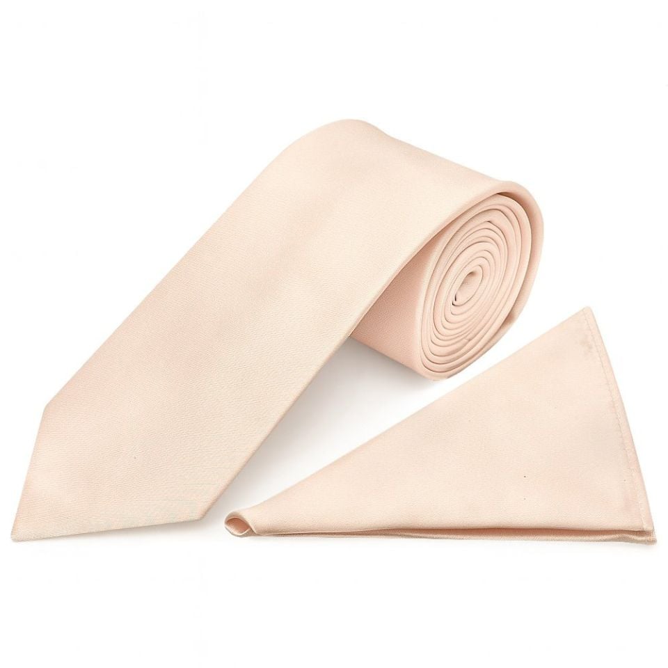 Plain Blush Classic Men's Tie and Pocket Square Set