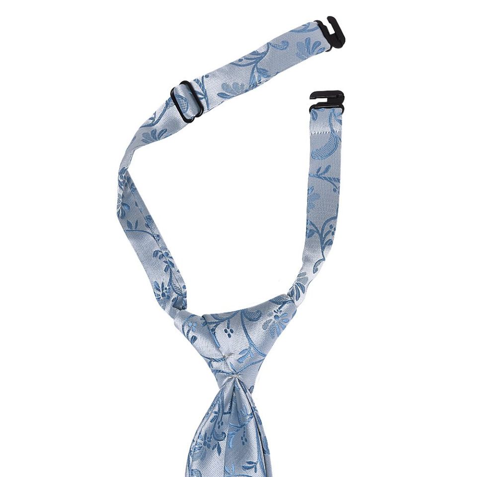 Pre Tied Dusty Blue Floral Boys Tie and Pocket Square Set Age 4-7